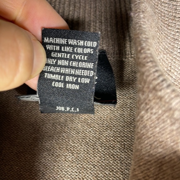 Jos A Bank Mens Size XL Pima Cotton Light Brown 1/4 Zip Pullover Dressy Sweater - Picture 6 of 9